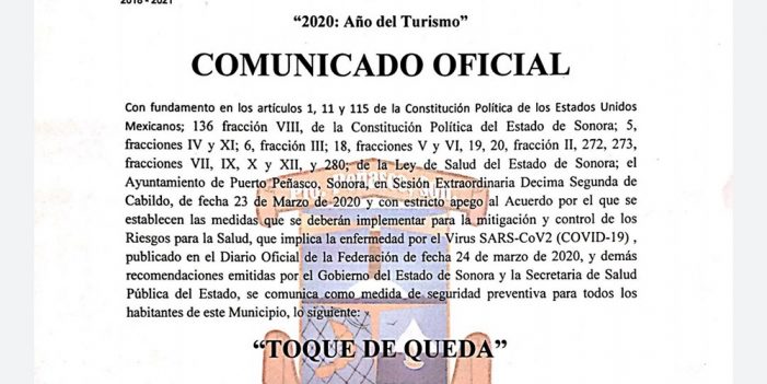 Decretan “Toque de queda” en Puerto Peñasco