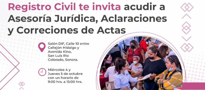 Realizan corrección gratuita de actas en San Luis Río Colorado