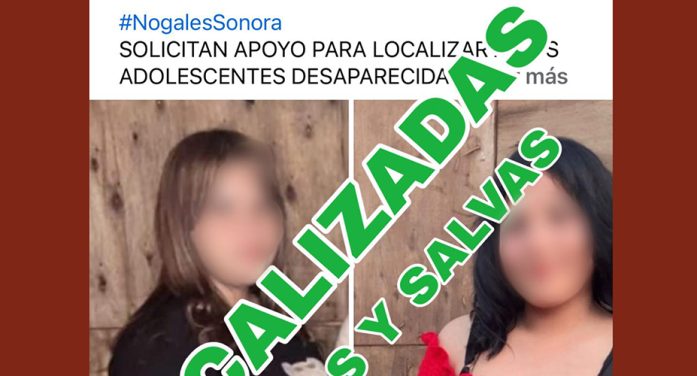 Localizan a menores desaparecidas en Nogales